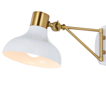 Lynn 15" Swing Arm Modern Midcentury Iron USB Charging Port LED Sconce - JONATHAN Y